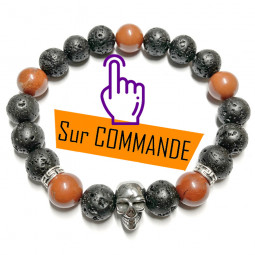 Bracelet en Jaspe Rouge & Basalte Vibrations Cristallines