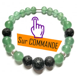 Bracelet en Aventurine Verte & Basalte