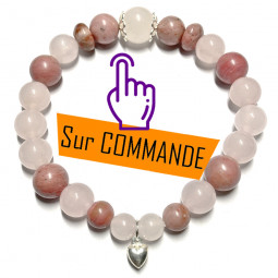 Bracelet en Rhodonite & Quartz Rose Vibrations Cristallines
