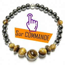 Bracelet en Oeil de Tigre & Hématite Vibrations Cristallines
