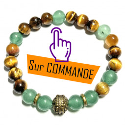 Bracelet en Aventurine Verte & Oeil de Tigre Vibrations Cristallines