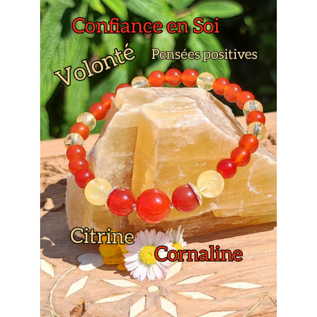 Bracelet en Cornaline & Citrine Vibrations Cristallines