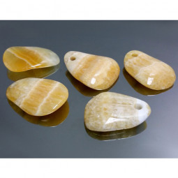 Pendentif Pétale en Calcite Jaune Vibrations Cristallines