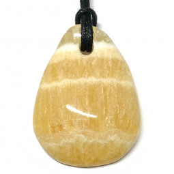 Pendentif Pétale en Calcite Jaune Vibrations Cristallines