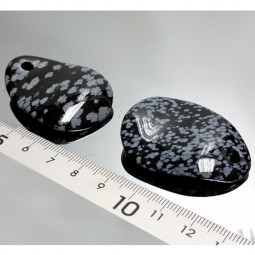 Pendentif Pétale en Obsidienne Neige Vibrations Cristallines