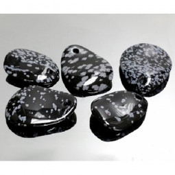 Pendentif Pétale en Obsidienne Neige Vibrations Cristallines