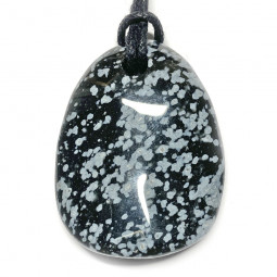 Pendentif Pétale en Obsidienne Neige Vibrations Cristallines