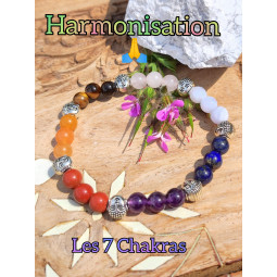 Bracelet Boules 7 Chakras Vibrations Cristallines