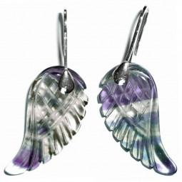 Boucles d'Oreilles en Fluorite & Argent