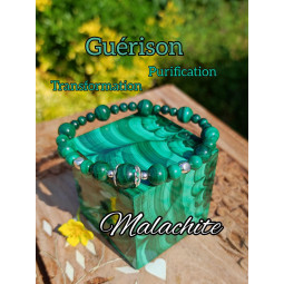 Bracelet Boules en Malachite Vibrations Cristallines