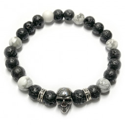 Bracelet Howlite & Basalte Vibrations Cristallines