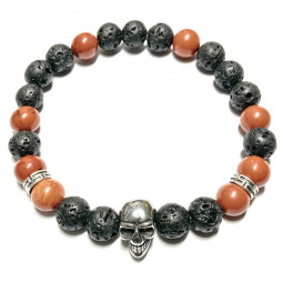 Bracelet en Jaspe Rouge & Basalte Vibrations Cristallines