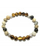 Bracelet en Oeil de Tigre & Agate Dendritique Vibrations Cristallines