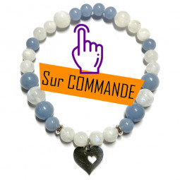 Bracelet en Angélite & Pierre de Lune Vibrations Cristallines