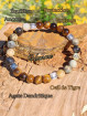 Bracelet en Oeil de Tigre & Agate Dendritique Vibrations Cristallines