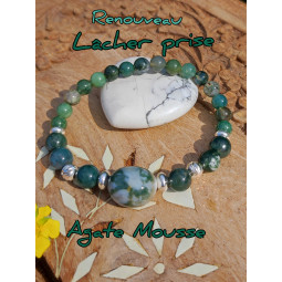 Bracelet Boules en Agate Mousse Vibrations Cristallines