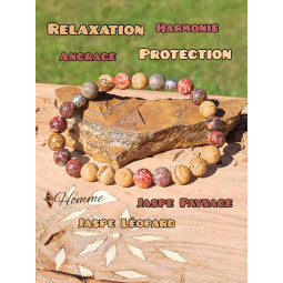 Bracelet  en Jaspe Léopard & Jaspe Paysage Vibrations Cristallines