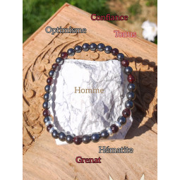 Bracelet Grenat & Hématite Vibrations Cristallines