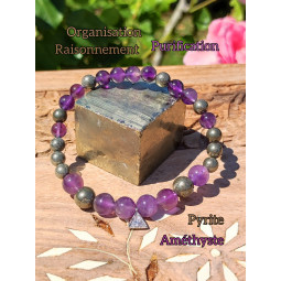 Bracelet en Pyrite & Améthyste Vibrations Cristallines