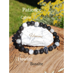 Bracelet Howlite & Basalte Vibrations Cristallines