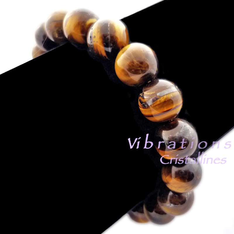 Bracelet Boules en Oeil de Tigre Vibrations Cristallines