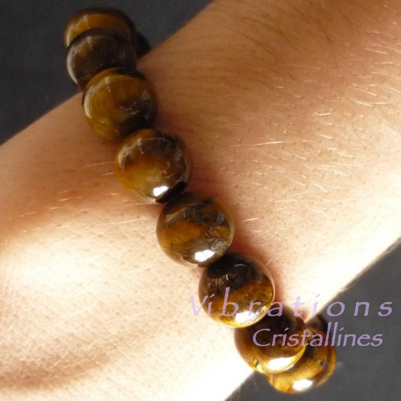 Bracelet Boules en Oeil de Tigre Vibrations Cristallines