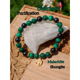 Bracelet en Shungite & Malachite