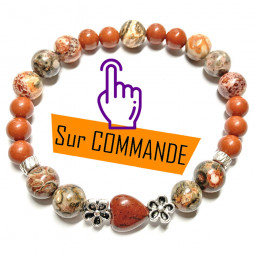 Bracelet en Jaspe Rouge & Jaspe Léopard