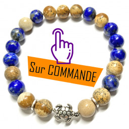 Bracelet  en Lapis Lazuli & Jaspe Paysage