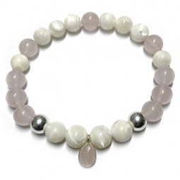Bracelet en Nacre & Quartz Rose