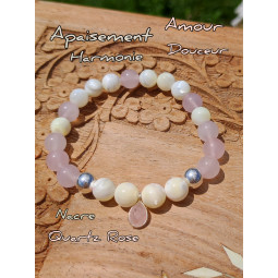 Bracelet en Nacre & Quartz Rose