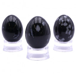 Oeuf en Obsidienne Flocon de Neige