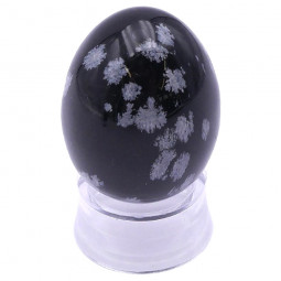 Oeuf en Obsidienne Flocon de Neige