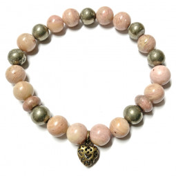 Bracelet boules en Pyrite & Rhodonite