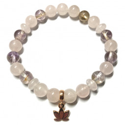 Bracelet  Boules en Quartz Rose & Amétrine