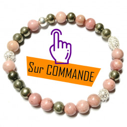 Bracelet Boules en Pyrite & Rhodonite