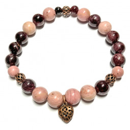 Bracelet Boules en Rhodonite & Grenat