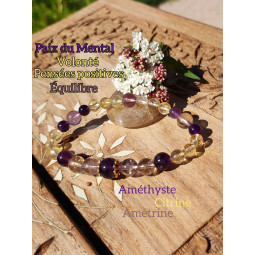 Bracelet Boules en Améthyste, Amétrine & Citrine