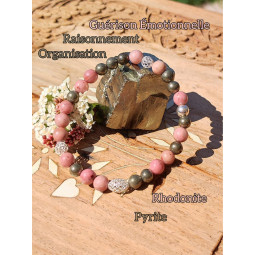 Bracelet Boules en Pyrite & Rhodonite