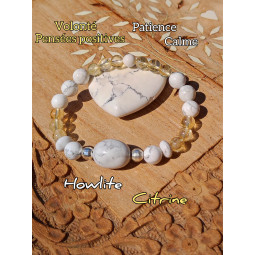 Bracelet Boules en Citrine & Howlite