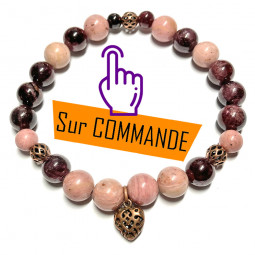 Bracelet Boules en Rhodonite & Grenat