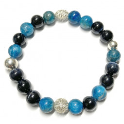 Bracelet Boules en Apatite & Oeil de Faucon