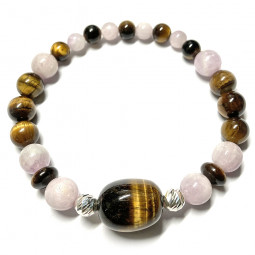 Bracelet Boules en Kunzite & Oeil de Tigre