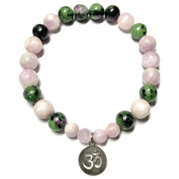 Bracelet Boules en Kunzite  & Rubis Sur ZoÏsite
