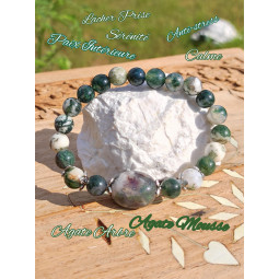 Bracelet en Agate Mousse & Agate Arbre
