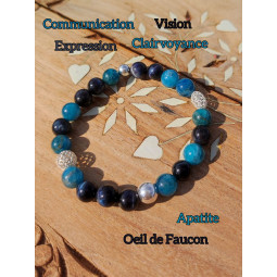 Bracelet Boules en Apatite & Oeil de Faucon