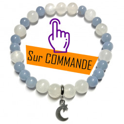 Bracelet Boules en Angélite & Pierre de Lune