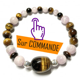 Bracelet Boules en Kunzite & Oeil de Tigre