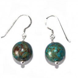 Boucles d'Oreilles Boules en Apatite & Argent