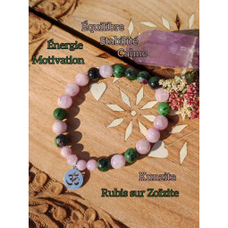 Bracelet Boules en Kunzite  & Rubis Sur ZoÏsite